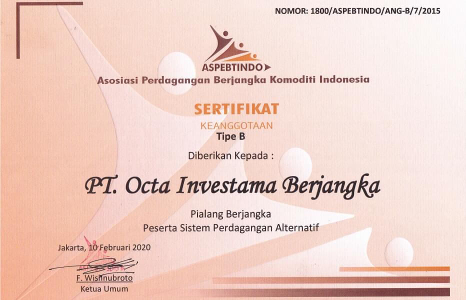 Nomor dan tanggal keanggotaan di Asosiasi Berjangka Komoditi Indonesia: